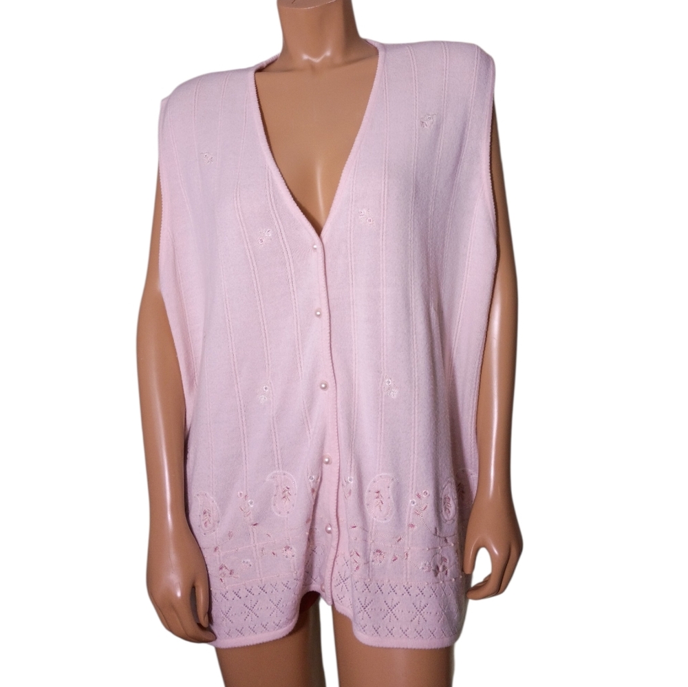 Napa Valley Vintage Pink‎ Embroidered Women's Vest 3X